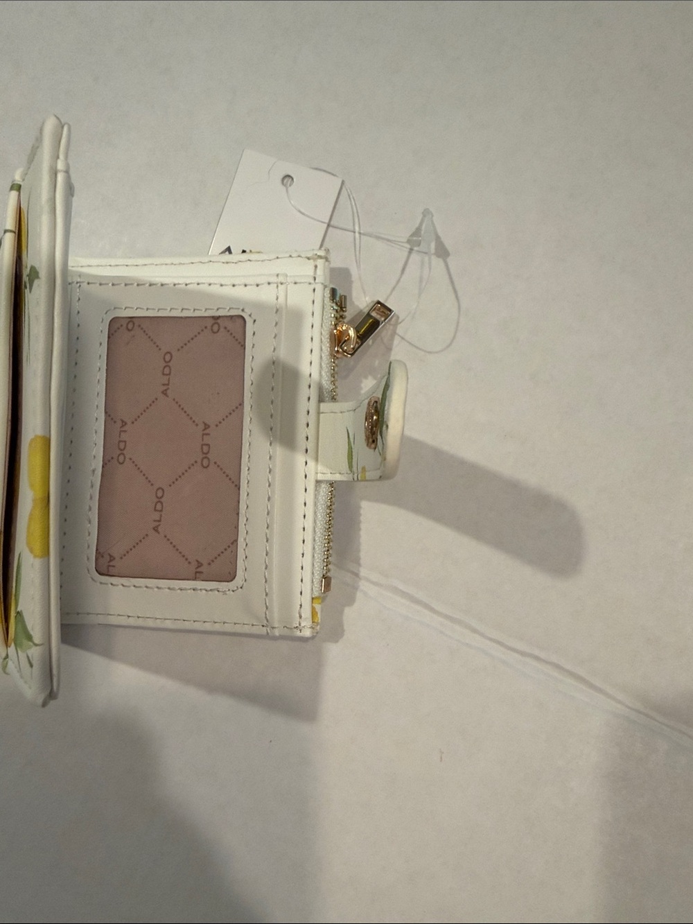 Aldo White Lemon Print Trifold Wallet - Picture 3 of 3